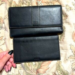 Coach trifold wallet with checkbook - black leather